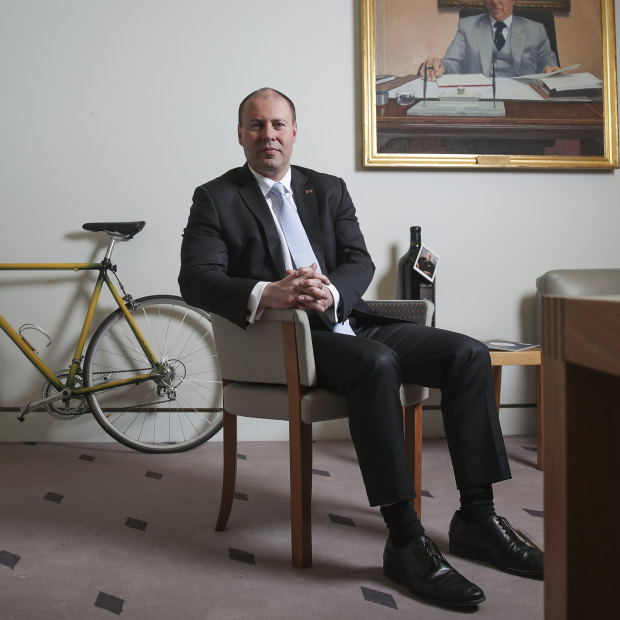 Treasurer Josh Frydenberg in his Parliament House office. 