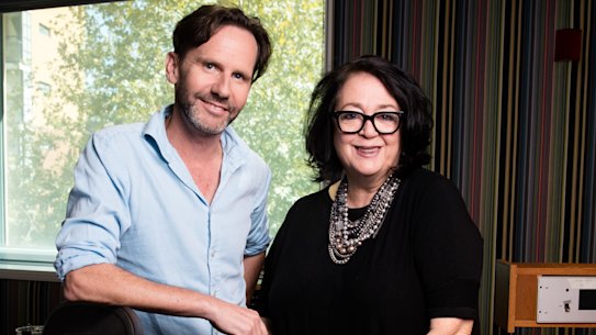 Robbie Buck and Wendy Harmer in their ABC studio. The ABC Sydney pair earned their highest-ever ratings in Tuesday's first radio survey of the year. 