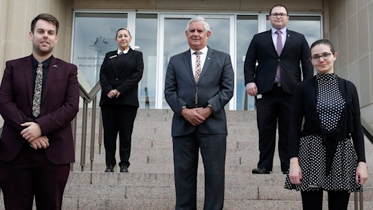 Indigenous Australians Minister Ken Wyatt with members of the Indigenous graduate program in Canberra this week. 
