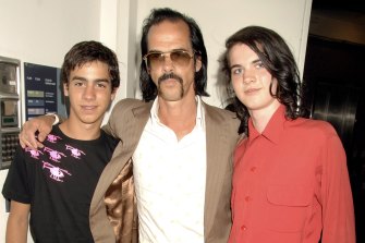 Nick Cave with his sons Jethro (right) and Luke, in 2006.