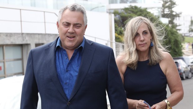 Joe Hockey and Melissa Babbage arrive at Sarah and Lachlan Murdoch’s 20th anniversary party at Bondi Icebergs on Friday.