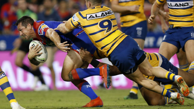 Touch of Joey: Mitchell Pearce channels his superstar predecessor Andrew Johns with a stunning individual try. 