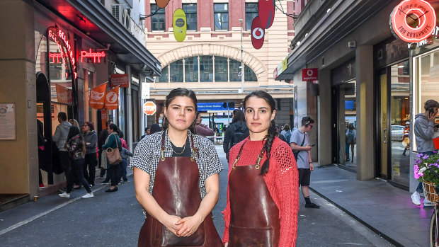 Staff from Tulip Coffee on Degraves Street, Lily Taubert-Gallagher and Veronica Bella.