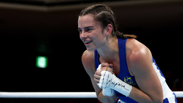 Skye Nicolson celebrates after her win. 