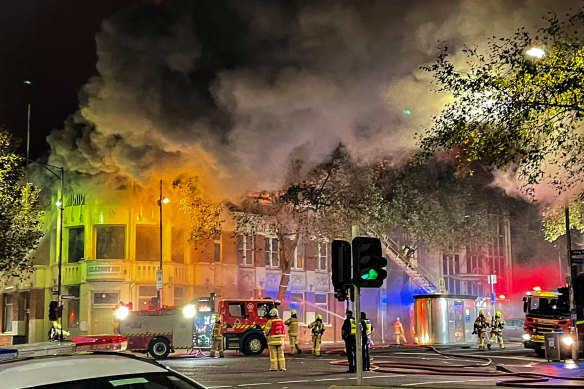 The fire at the former Kilkenny Inn and Goldfingers club in May 2022.