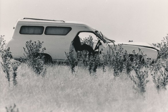 'Mad Max' Pavel Marinof's Ford panel van in a paddock near Kalkallo after the shootout.