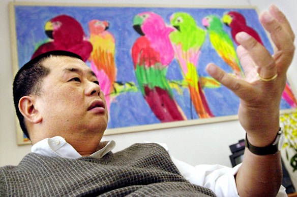 Jimmy Lai in his office at the Apple Daily newspaper in 2000.