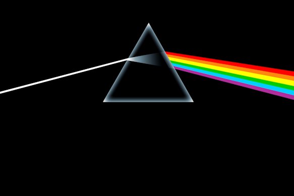 The cover of the Pink Floyd masterpiece Dark Side of the Moon. 