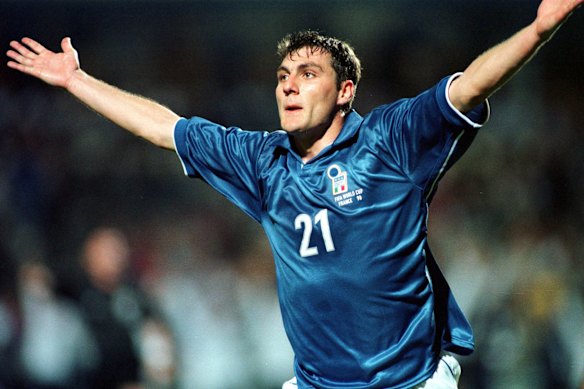 Christian Vieri in his prime for the Italian national team.