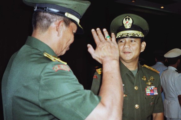 Subianto (right), then a general for the Indonesian armed forces, in May 1998.