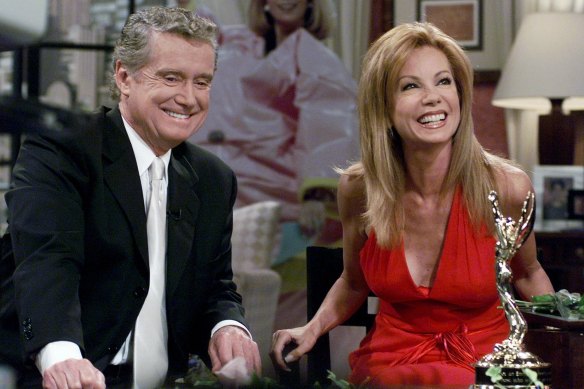 Kathie Lee Gifford and co-host Regis Philbin reminisce during her last appearance on the show, in 2000.