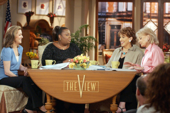 Co-hosts Meredith Vieira, Star Jones, Joy Behar and Barbara Walters sit on the set of The View in June, 2003.