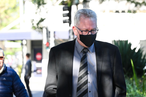 Former deputy principal Damian Wanstall arrives at the Parramatta District Court to be sentenced.