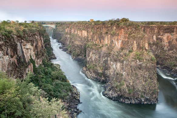 Batoka Gorge and the Zambezi River, downstream from the rail journey’s starting point of Victoria Falls.  