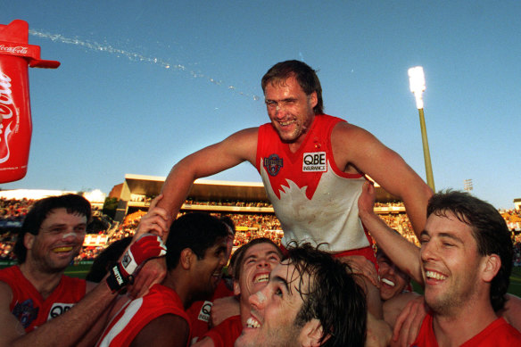 Tony Lockett, straight after sending the Swans into the 1996 AFL grand final, was an undisputed hit in Sydney.