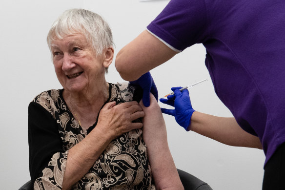 The first person in Australia to receive the Pfizer COVID-19 vaccine was aged care resident Jane Malysiak.