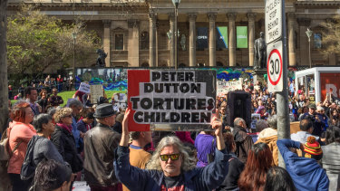 Protesters rally in Melbourne.