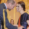 Jacinda Ardern, right, is made a Dame Grand Commander of the New Zealand Order of Merit by the Prince of Wales, left, at Windsor Castle on October 16.
