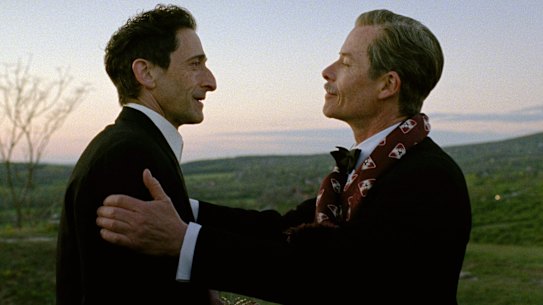 Adrien Brody and Guy Pearce play characters who make a mesmerising study in contrasts in The Brutalist.
