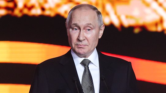 Russian President Vladimir Putin delivers his speech in the southern Russian city of Volgograd, once known as Stalingrad.