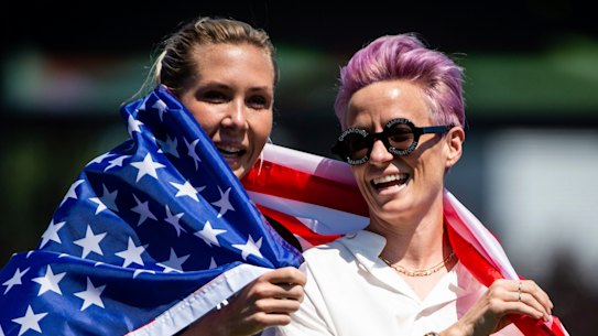 Reign FC and US national women's soccer team players Allie Long (left) and Megan Rapinoe.