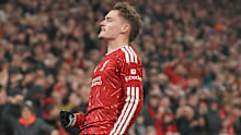 Liverpool’s Florian Wirtz celebrates after scoring his side’s fourth goal.