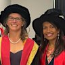 Royal Australasian College of Physicians (RACP) President, Professor Jennifer Martin (left), with RACP president-elect Dr Sharmila Chandran in 2024.