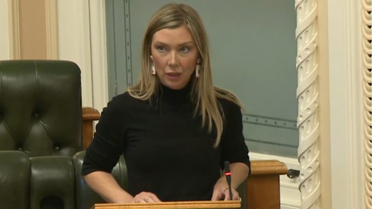 Labor MP Jonty Bush delivering her speech on Thursday.