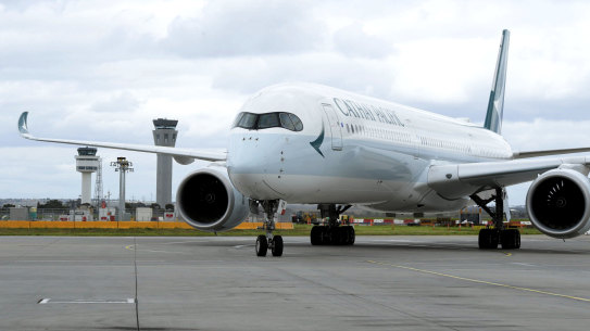 Cathay Pacific Airbus A350-1000 at Melbourne Airport