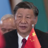 President of China Xi Jinping speaks at the China-Africa Leaders’ Roundtable Dialogue on the last day of the BRICS Summit, in Johannesburg, South Africa.