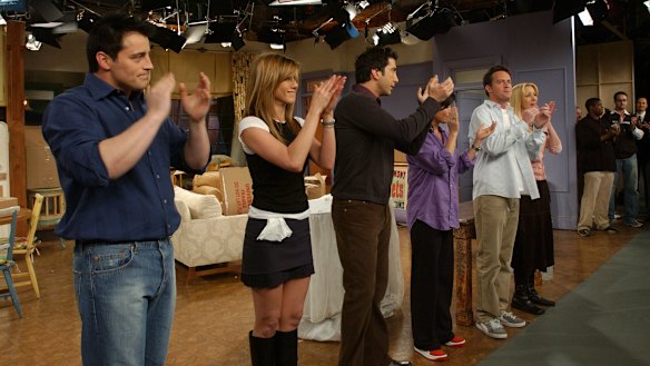 The cast of Friends at the taping of the final episode in 2004.