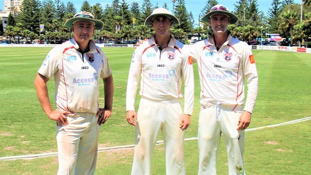 The Aitken brothers at Coogee Oval in a match for North Sydney. Left to right: James, Glenn and Rob. 
