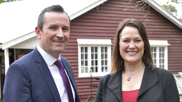 WA Premier Mark McGowan and Labor's latest candidate for Darling Range, Tania Lawrence.