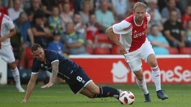 Strike power: Sydney FC are targeting Ajax midfielder Siem de Jong (right) as a potential marquee signing.