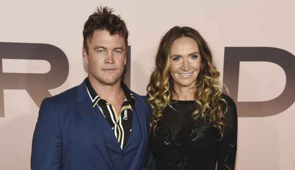 Luke Hemsworth with his wife, Samantha, at the season three premiere of Westworld in early March.