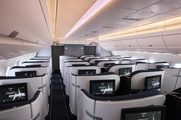 Finnair’s Airbus A350 business-class cabin is cleverly designed.