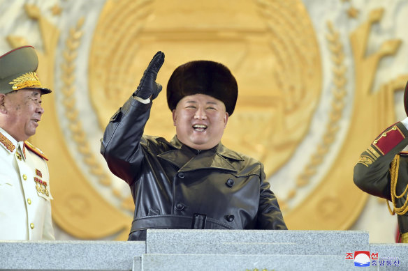 Kim Jong Un, at the parade Thursday night, is keen to display a show of strength as the Biden administration takes power in the US. 