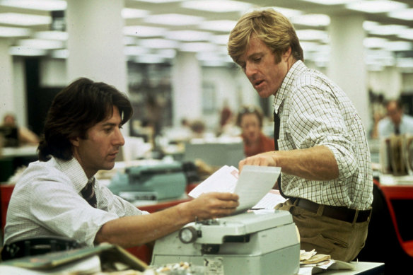 Robert Redford, right, and Dustin Hoffman in Alan Pakula’s All the President’s Men.