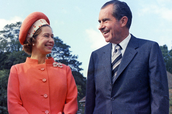 The Queen with president Richard Nixon, at Chequers, in Buckinghamshire, in 1970.