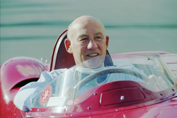 British Formula One driver Stirling Moss on the road in Melbourne in 1996. 