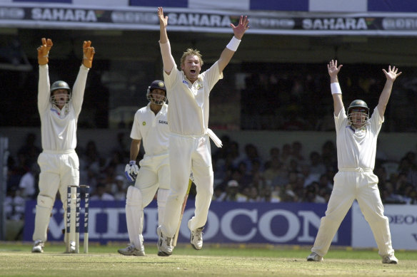 Shane Warne getting the better of VVS Laxman in India in 2004.