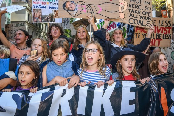 Schoolchildren strike for action against climate change earlier this year in March.