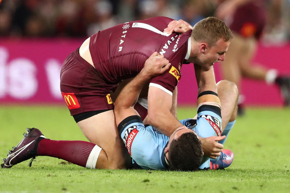 Origin foes Nathan Cleary and Daly Cherry-Evans.