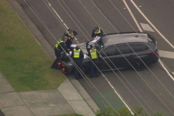 Police in the incident scene to the South Americ to which many people were struck by a car.