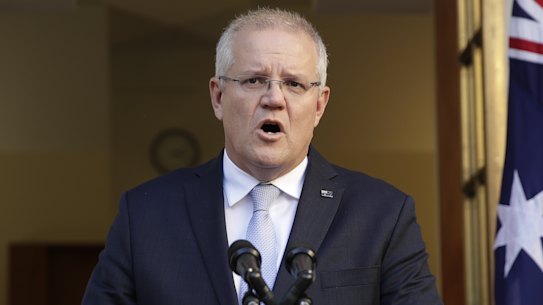 Prime Minister Scott Morrison announcing his new ministry on Sunday.