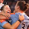 Jessica Sergis scores near full-time to kick-start Blues celebrations.