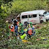Rescuers at the crash site on Mount View Road.