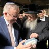 Prime Minister Anthony Albanese with Rabbi Schlomo Kohn at the Adass Israel synagogue on Tuesday.