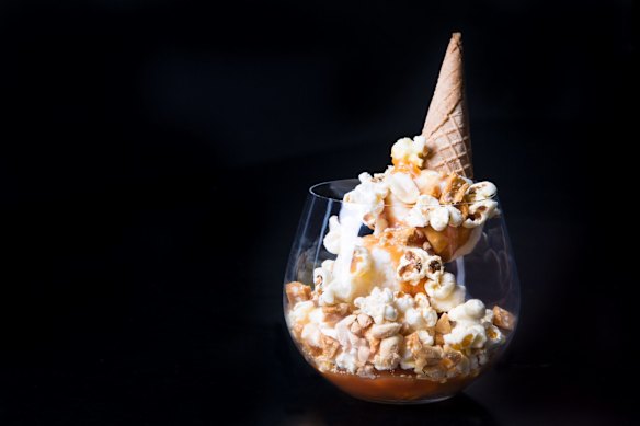 Caramel popcorn sundae.