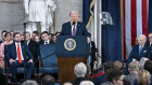 President Donald Trump speaks after taking the oath of office.